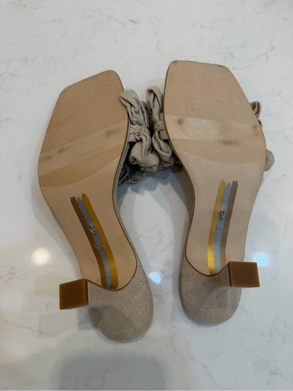 Sam Edelman Beige Ruffle Slide Mules - Picture 4 of 6